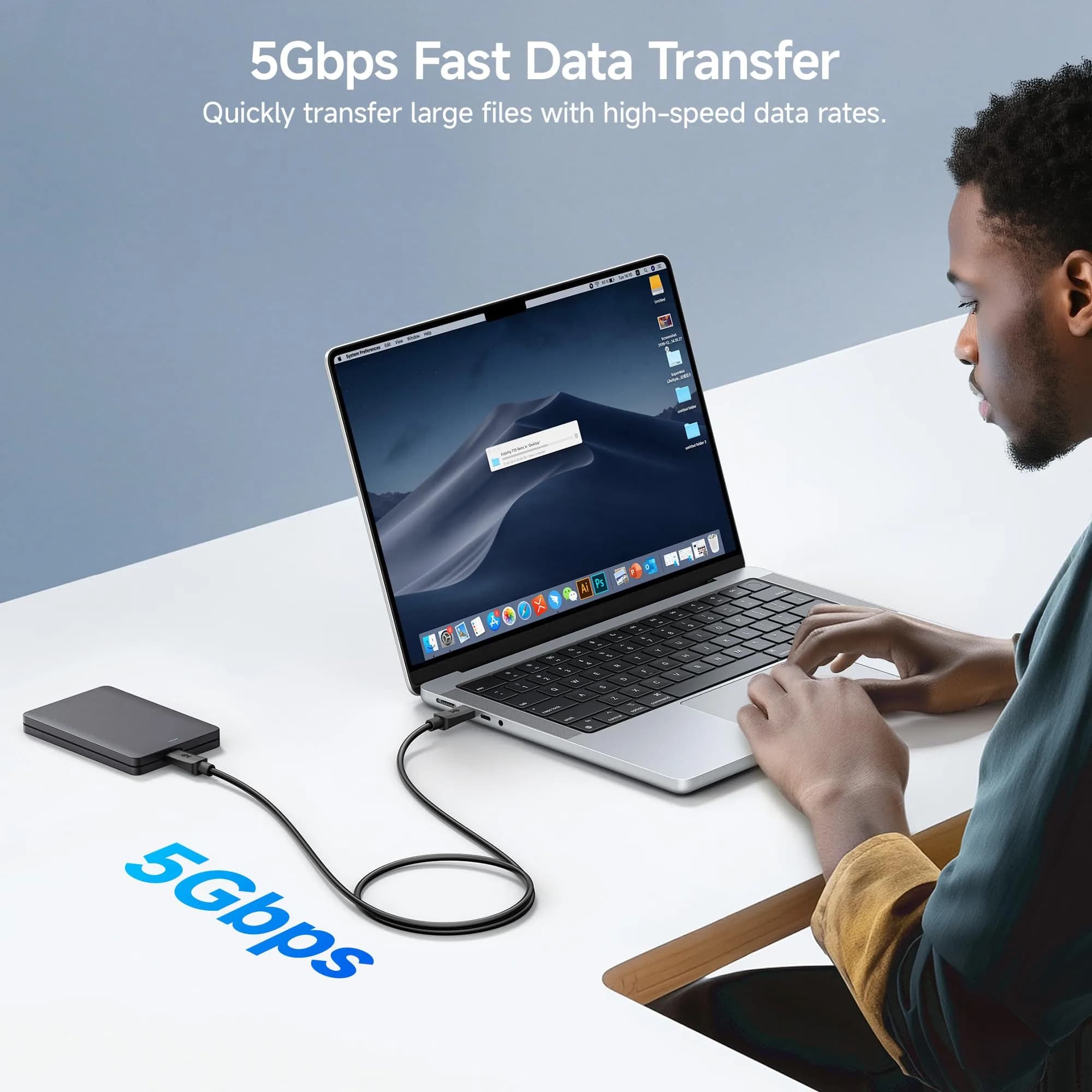 Cable Matters USB C to USB C Cable 2.5m (8.2ft) | 5Gbps Data, 4K@60Hz Video, 240W PD - view 2