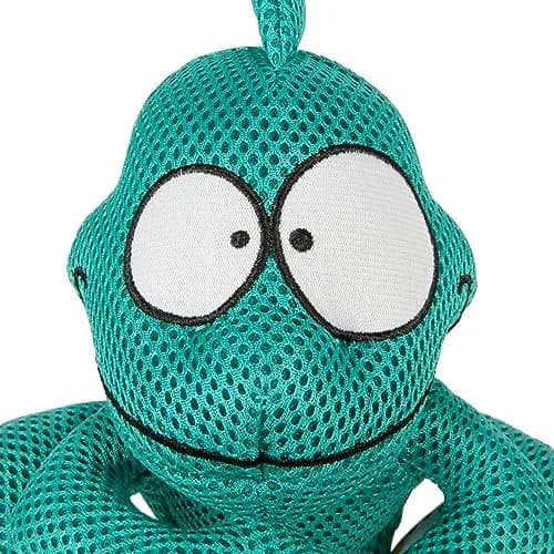 goDog Double Chew Guard Mesh Amphibianz Chameleon Squeaky Dog Toy - Teal, Large thumbnail 3