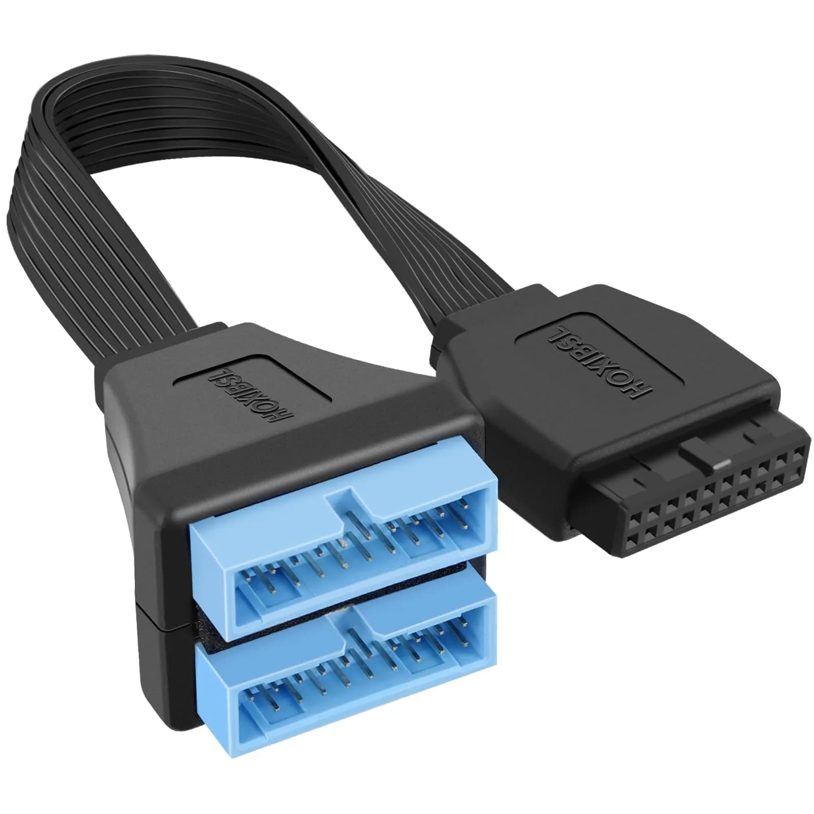 HOXIBSL USB 3.0 Header splitter Extension Cable 5.8 inch | Supports 5Gbps Data Transfer — Black
