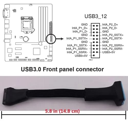 HOXIBSL USB 3.0 Header splitter Extension Cable 5.8 inch | Supports 5Gbps Data Transfer thumbnail 5