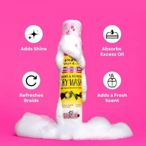 Jamaican Mango & Lime Braids Your Way Dry Wash – Gentle Cleansing Foam for Braids, Locs & Twists – No-Rinse Dry Shampoo for Scalp thumbnail 4