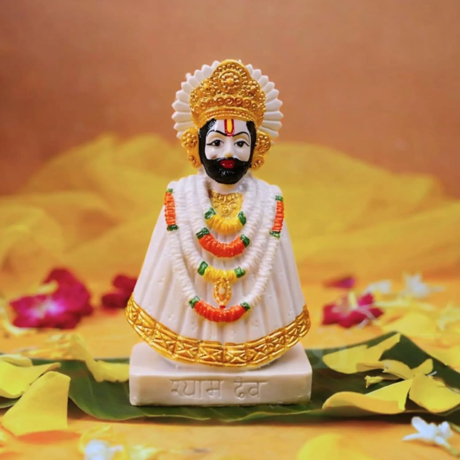 Servdharm Khatu Shyam Statue Resin 14.9cm (5.9") | Authentic Indian Idol for Home Decor, Puja, and Gifting — Multicolour