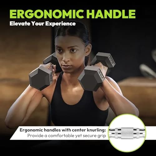 HANDBODE Hex Dumbbell Set of 2, Rubber Encased, 5 lb | Versatile Strength Equipment for Home & Gym thumbnail 3