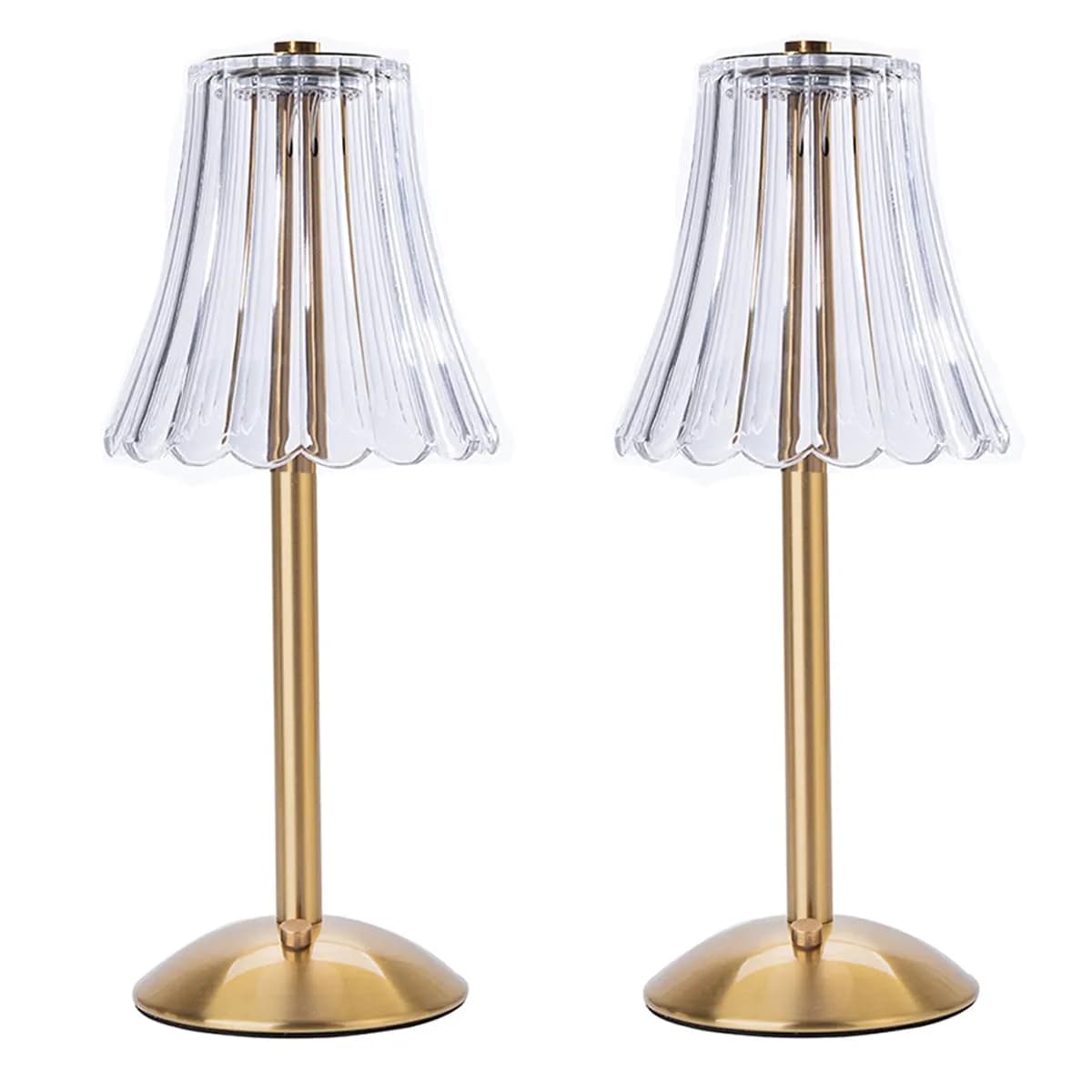HEQET Cordless Table Lamp Gold 30 cm (12'') | Dimmable LED Rechargeable Lamp for Home & Dining — Gold-Flower