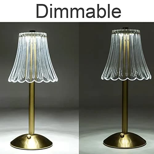 HEQET Cordless Table Lamps for Home, Pack of 2 Gold Flower Lamps, 31 cm (12'') Tall LED Rechargeable Lamps | Touch Dimmer, 3 Light Colors thumbnail 5