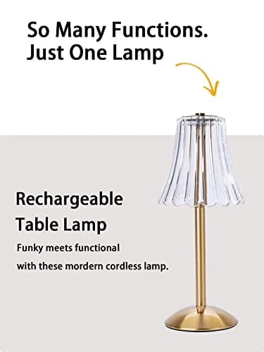 HEQET Cordless Table Lamps for Home, Pack of 2 Gold Flower Lamps, 31 cm (12'') Tall LED Rechargeable Lamps | Touch Dimmer, 3 Light Colors thumbnail 9