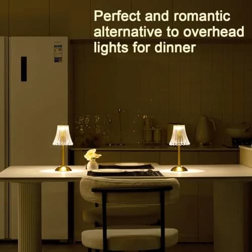 HEQET Cordless Table Lamps for Home, Pack of 2 Gold Flower Lamps, 31 cm (12'') Tall LED Rechargeable Lamps | Touch Dimmer, 3 Light Colors thumbnail 3