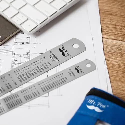 Mr. Pen Metal Straight Edge Ruler, 2 Pack, 6" & 12" | Durable Stainless Steel, Precise Metric & Imperial Measurements thumbnail 7