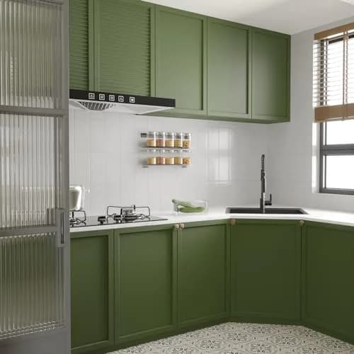 CHIHUT Olive Green Peel and Stick Wallpaper 17.7''x100'' | Self-Adhesive Vinyl Film for Cabinets & Walls thumbnail 3