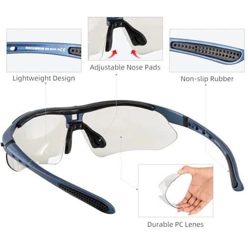 ROCKBROS Photochromic Sports Sunglasses Mens Cycling Pickleball Glasses | UV & Glare Control thumbnail 5