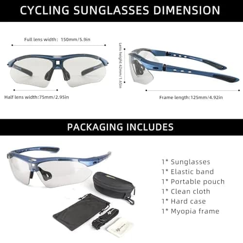 ROCKBROS Photochromic Sports Sunglasses Mens Cycling Pickleball Glasses | UV & Glare Control thumbnail 6