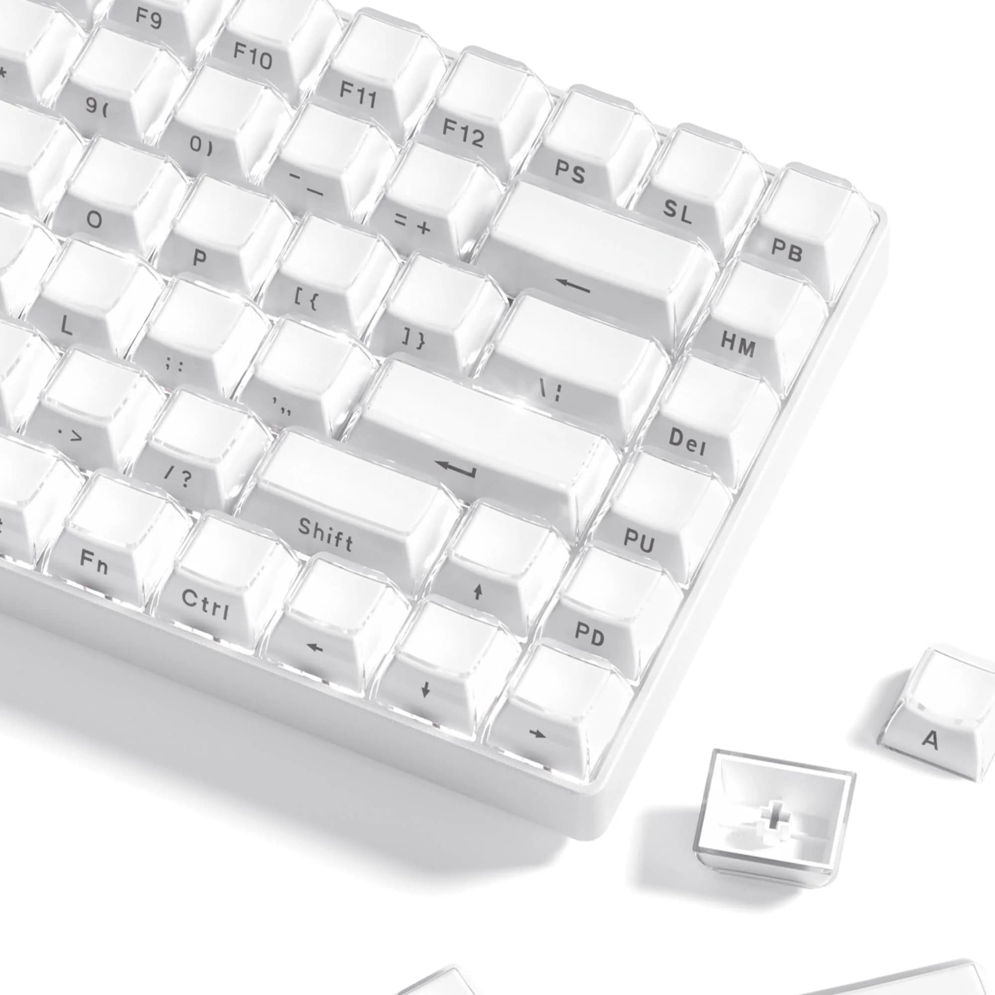 Womier White Lusterfly Jelly Keycaps | 113 Keys Side Printed OEM Profile for MX Switches