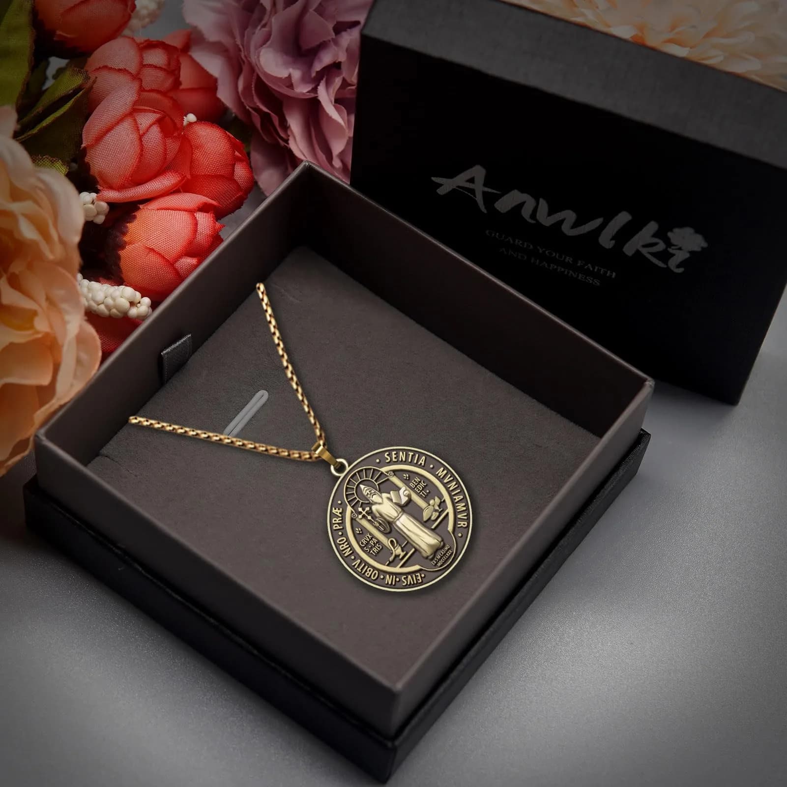 Anwlki St Benedict Necklace Pendant 60cm (23.62in) | Faith & Protection Symbol - view 2