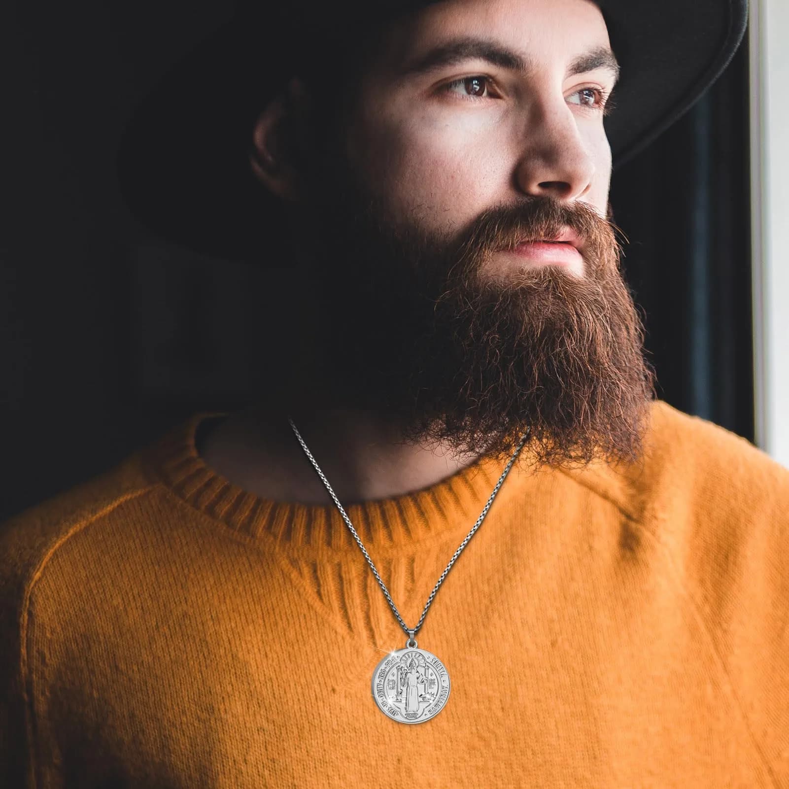Anwlki St Benedict Necklace Silver Pendant 60cm (23.62in) | Faith Protection Symbol - view 4