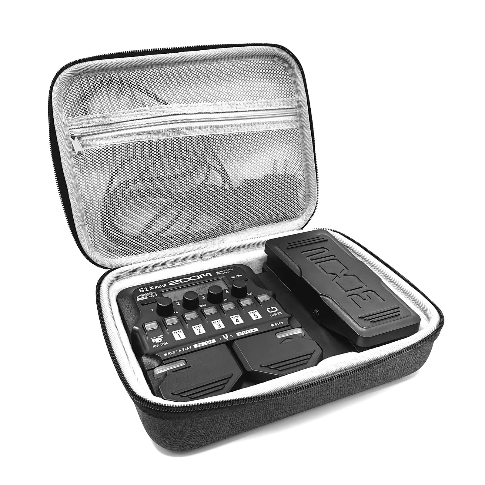 Musiin Premium Velvet Interior HardCase for Zoom G1X Four Pedal | Grey — Grey