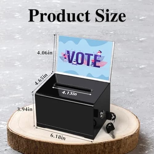 VOISEN Acrylic Donation Box with Lock, Black Tip Jar with Sign Holder | Secure Locking, Impact-Resistant, Lightweight thumbnail 2