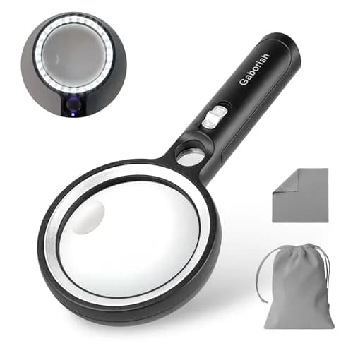 GABORISH Magnifying Glass with 30 LED Lights, 10X 20X 45X Handheld Illuminated Magnifier | Visual Impairment Aid thumbnail 1