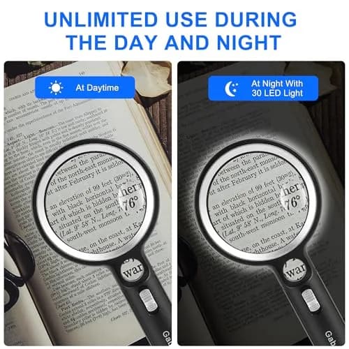 GABORISH Magnifying Glass with 30 LED Lights, 10X 20X 45X Handheld Illuminated Magnifier | Visual Impairment Aid thumbnail 4