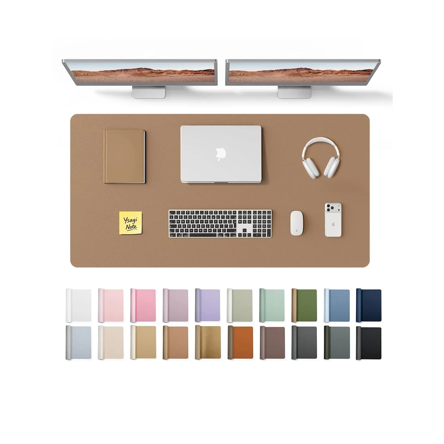 YSAGi PU Leather Desk Protector Mat 120cm x 60cm (47.2" x 23.6") | Protects Desks from Scratches, Spills, and Heat