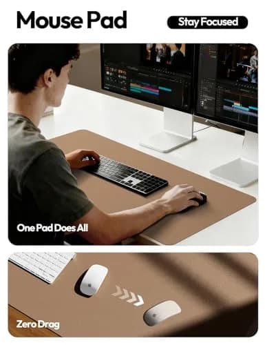 YSAGi PU Leather Desk Protector Mat 120cm x 60cm (47.2" x 23.6") | Protects Desks from Scratches, Spills, and Heat thumbnail 4