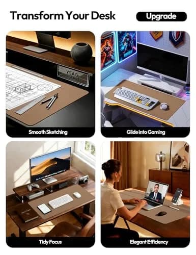 YSAGi PU Leather Desk Protector Mat 120cm x 60cm (47.2" x 23.6") | Protects Desks from Scratches, Spills, and Heat thumbnail 2