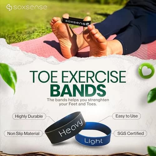 ss soxsense Toe Stretcher Bands 2-Piece Set | Foot Exercise Resistance Bands for Toe Alignment thumbnail 2