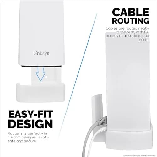 BRAINWAVZ Wall Mount for Linksys Atlas 6 / Atlas Pro 6 WiFi Router | Easy Install Bracket, Reduce Interference & Clutter, Adhesive & Screw Mounting thumbnail 5
