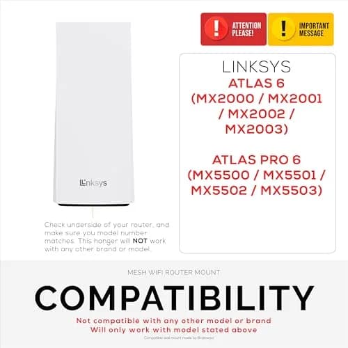 BRAINWAVZ Wall Mount for Linksys Atlas 6 / Atlas Pro 6 WiFi Router | Easy Install Bracket, Reduce Interference & Clutter, Adhesive & Screw Mounting thumbnail 2