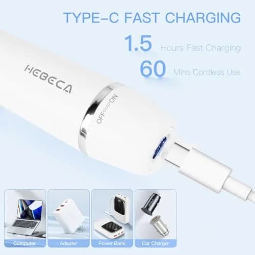HEBECA Nose Hair Trimmer for Women and Men, 3-in-1 Electric Facial Hair Removal, Rechargeable, Waterproof, Portable, Face & Ear Razor (FT3001) | Hypoallergenic Stainless Steel thumbnail 6