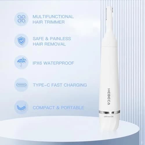 HEBECA Nose Hair Trimmer for Women and Men, 3-in-1 Electric Facial Hair Removal, Rechargeable, Waterproof, Portable, Face & Ear Razor (FT3001) | Hypoallergenic Stainless Steel thumbnail 2