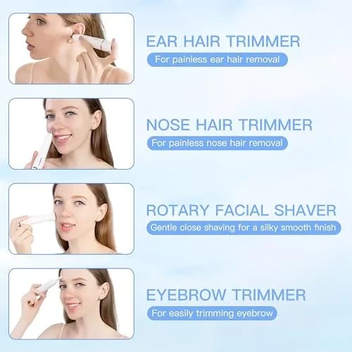 HEBECA Nose Hair Trimmer for Women and Men, 3-in-1 Electric Facial Hair Removal, Rechargeable, Waterproof, Portable, Face & Ear Razor (FT3001) | Hypoallergenic Stainless Steel thumbnail 3