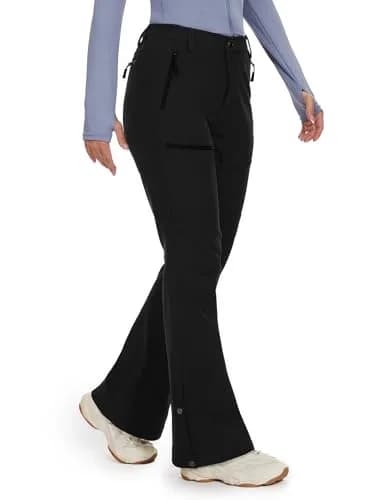 Cycorld Women's Snow Ski Pants: Softshell Fleece Lined Black,8 | Flattering Flare-leg Fit for Cold Weather thumbnail 1