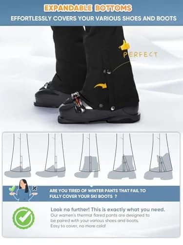 Cycorld Women's Snow Ski Pants: Softshell Fleece Lined Black,8 | Flattering Flare-leg Fit for Cold Weather thumbnail 5
