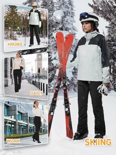 Cycorld Women's Snow Ski Pants: Softshell Fleece Lined Black,8 | Flattering Flare-leg Fit for Cold Weather thumbnail 6