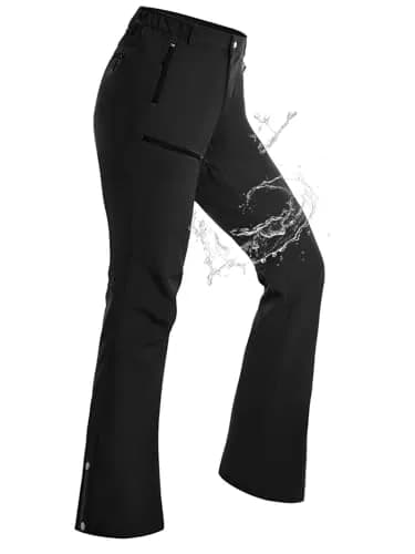 Cycorld Women's Snow Ski Pants: Softshell Fleece Lined Black,8 | Flattering Flare-leg Fit for Cold Weather thumbnail 7