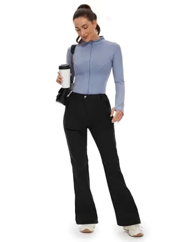 Cycorld Women's Snow Ski Pants: Softshell Fleece Lined Black,8 | Flattering Flare-leg Fit for Cold Weather thumbnail 9