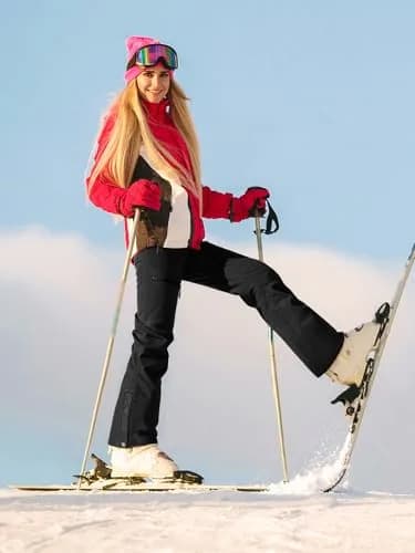 Cycorld Women's Snow Ski Pants: Softshell Fleece Lined Black,8 | Flattering Flare-leg Fit for Cold Weather thumbnail 2