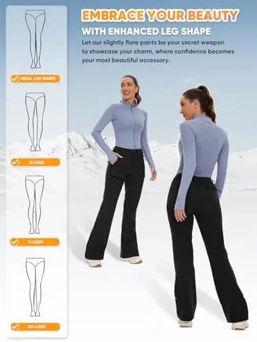 Cycorld Women's Snow Ski Pants: Softshell Fleece Lined Black,8 | Flattering Flare-leg Fit for Cold Weather thumbnail 3