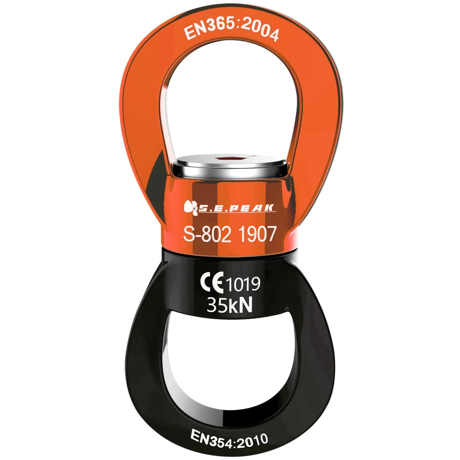 PROND 35kN Swing Swivel Rotational Device with Carabiner, 73g (2.58oz) | Heavy Duty for Tree Swings, Aerial Silks, Hammocks — Orange Black