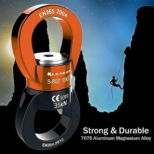 PROND 35kN Swing Swivel Rotational Device with Carabiner, 73g (2.58oz) | Heavy Duty for Tree Swings, Aerial Silks, Hammocks thumbnail 5