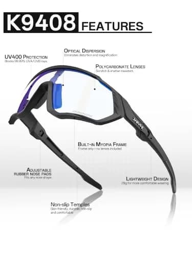 KAPVOE 05-Photochromic Blue Cycling Glasses for Men & Women | UV Adapting Lenses | Lightweight 156g thumbnail 4