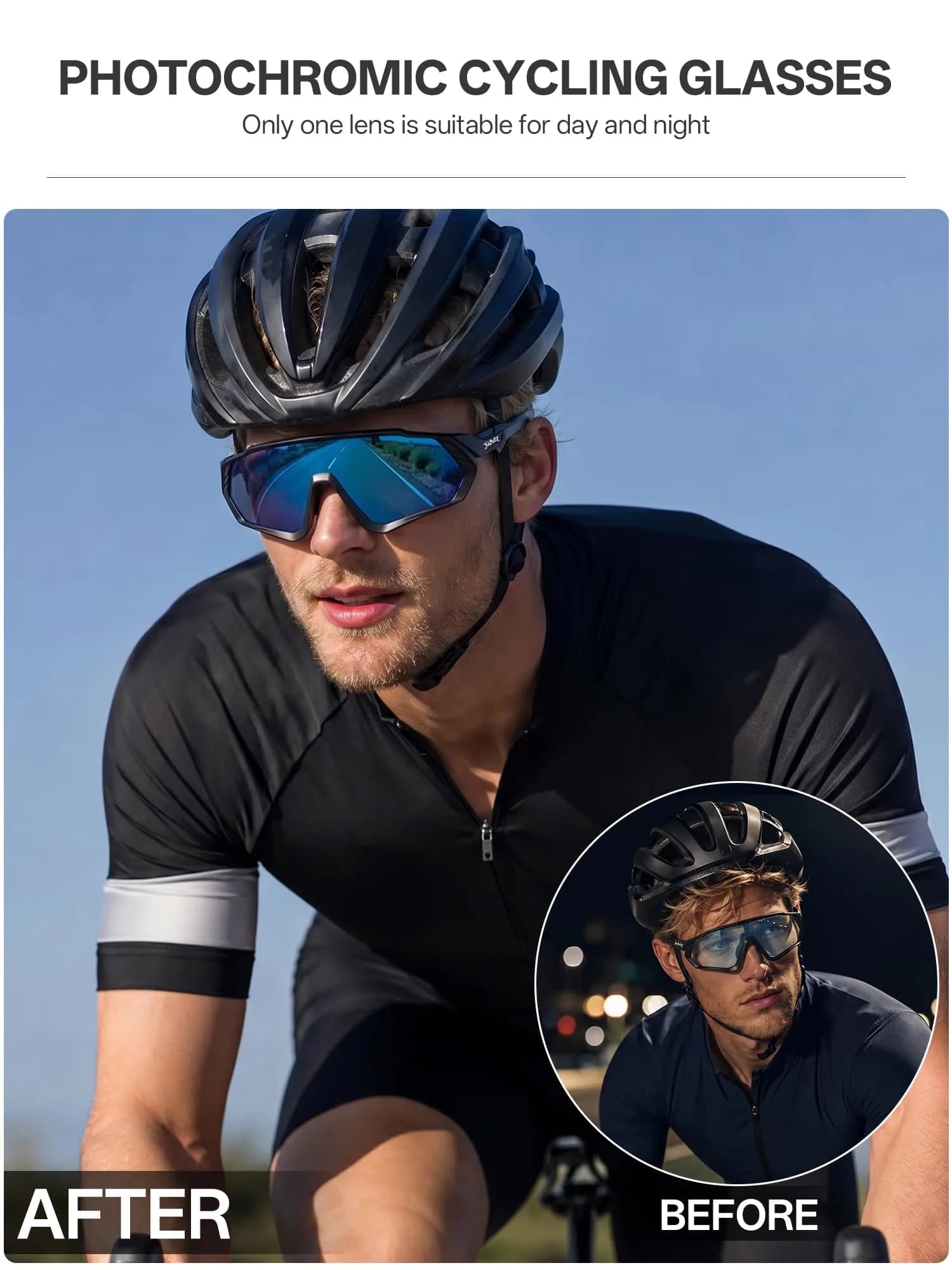KAPVOE 05-Photochromic Blue Cycling Glasses for Men & Women | UV Adapting Lenses | Lightweight 156g - view 2