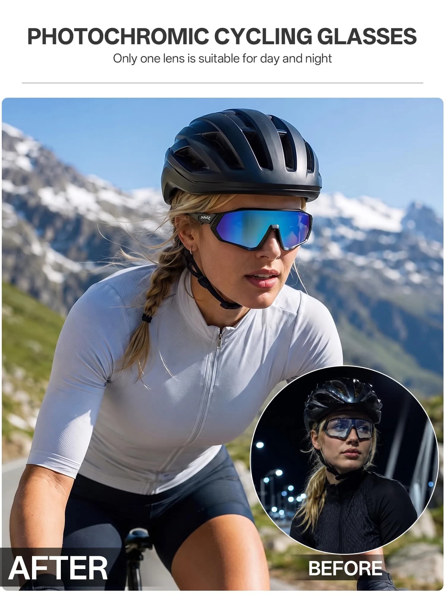 KAPVOE 05-Photochromic Blue Cycling Glasses for Men & Women | UV Adapting Lenses | Lightweight 156g - view 3