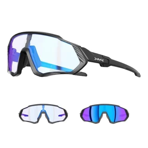 KAPVOE Photochromic Cycling Glasses for Men & Women | 156 g (5.5 oz) | Adapts to UV Light — 05-photochromic Blue