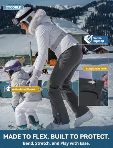 Cycorld Womens Snow Pants: Warm Fleece Lined Ski Pants Softshell | Flared Fit, Windproof & Water-Resistant thumbnail 7
