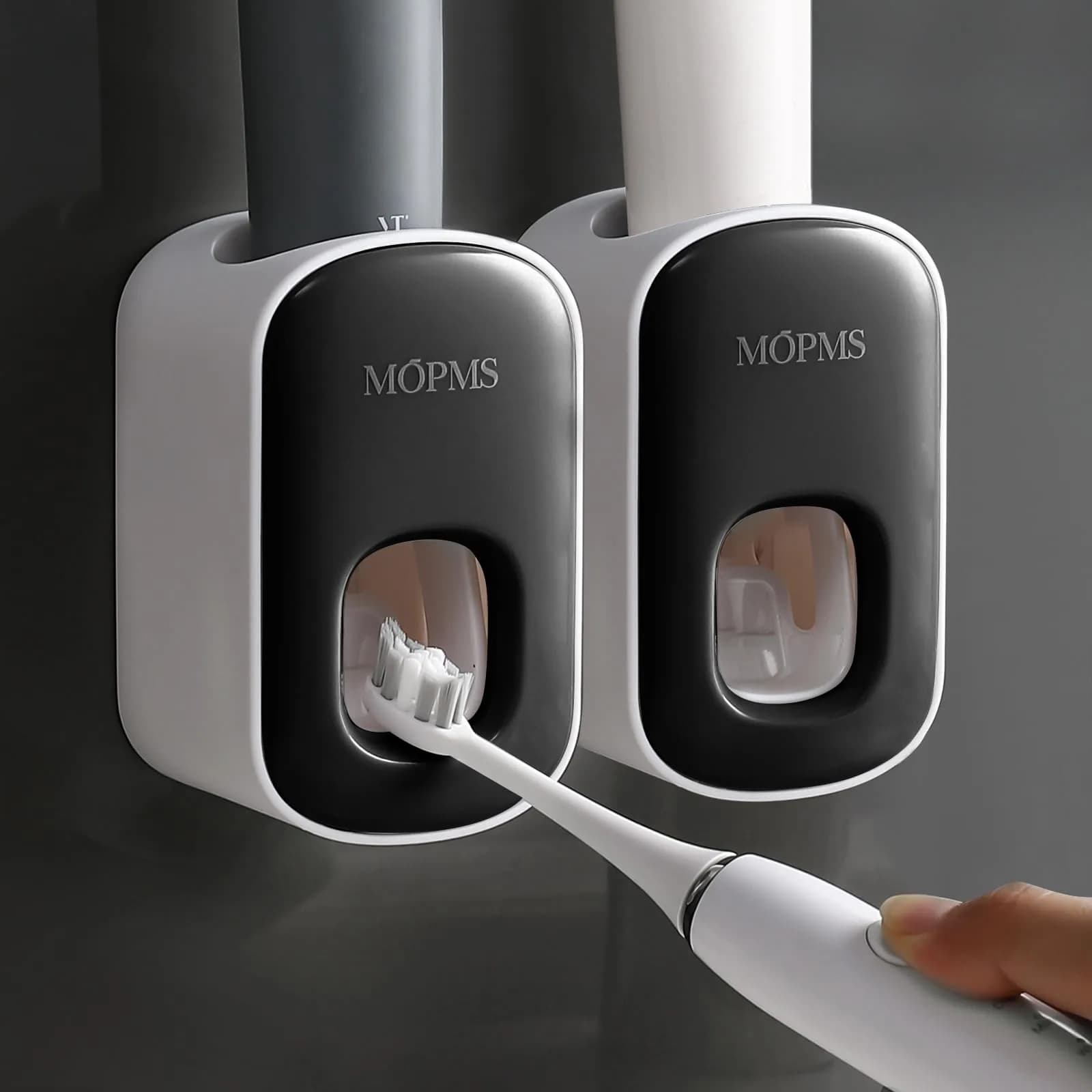 MOPMS Automatic Toothpaste Dispenser Black - 2 Pcs | Hands-Free Squeeze for Kids & Adults - main product image