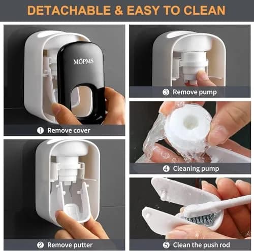 MOPMS Automatic Toothpaste Dispenser 2-Pack | Hands-Free Wall Mount for Kids & Adults thumbnail 6