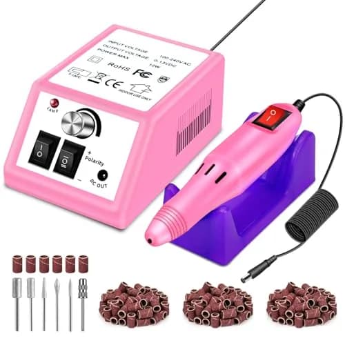 LAVAED Professional Nail Drill Electric Nail File Kit with 156pcs Sanding Bands & Bits, Pink | 20000 RPM, Low Noise, Low Vibration thumbnail 1