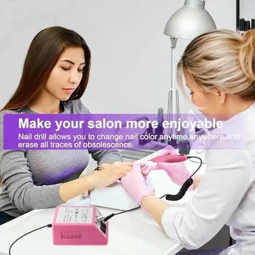 LAVAED Professional Nail Drill Electric Nail File Kit with 156pcs Sanding Bands & Bits, Pink | 20000 RPM, Low Noise, Low Vibration thumbnail 5