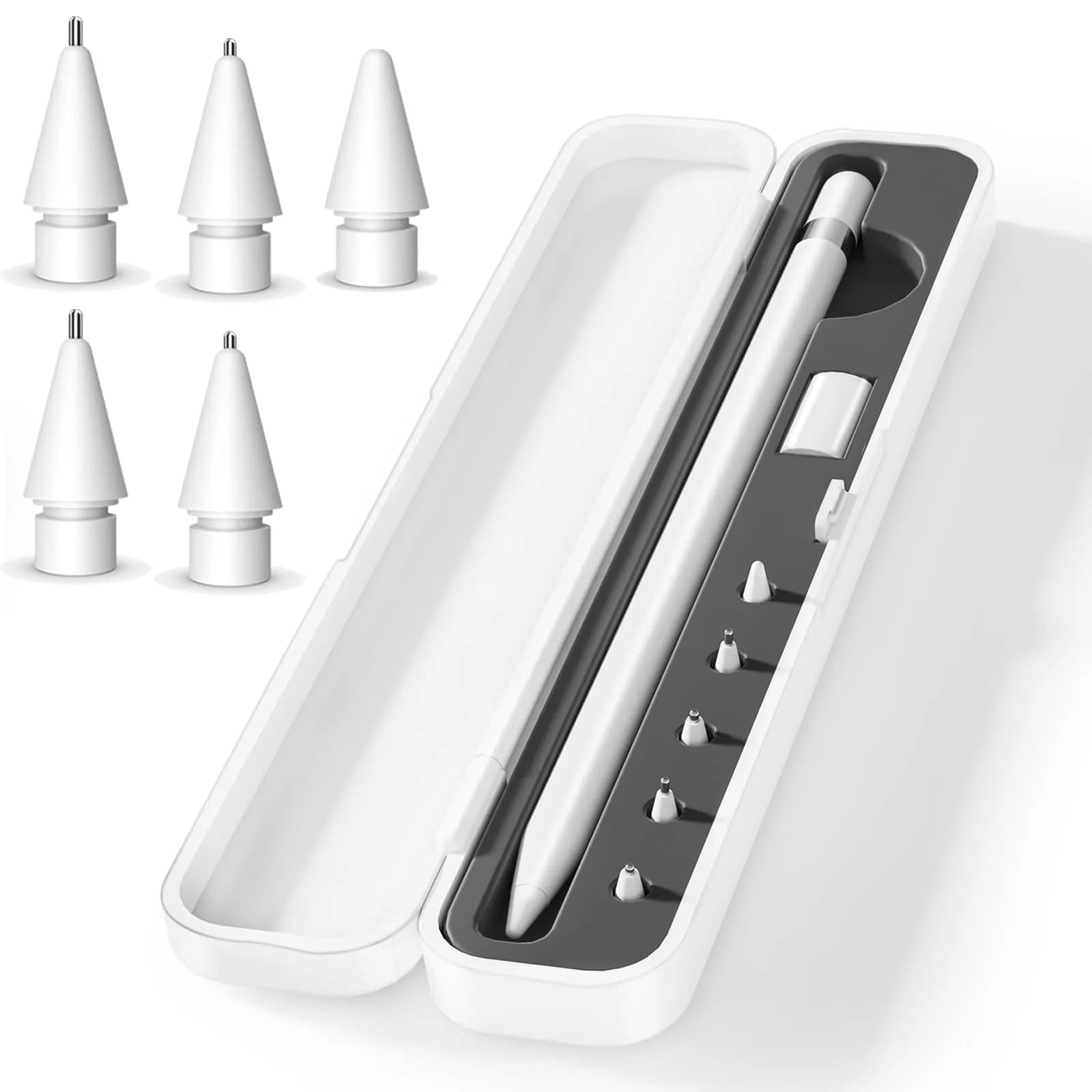 Inesore Apple Pencil Case with 5 Replacement Tips | Durable 4-in-1 Storage (7.6 x 1.46 x 1.02 in, Green) — Black